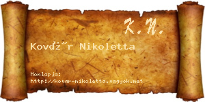 Kovár Nikoletta névjegykártya